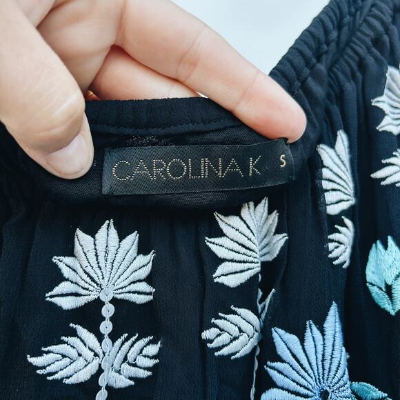 Carolina K Charo Dress Off The Shoulder Maxi Sheer Beaded Embroidered Small - Picture 6 of 11